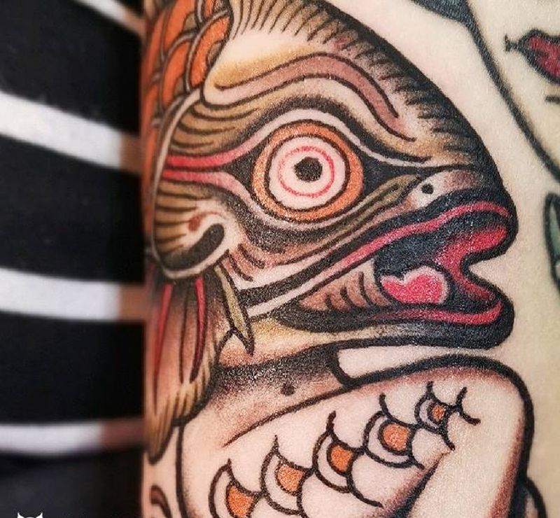 老美式  美人鱼纹身图片_手臂Old School美人鱼纹身图案