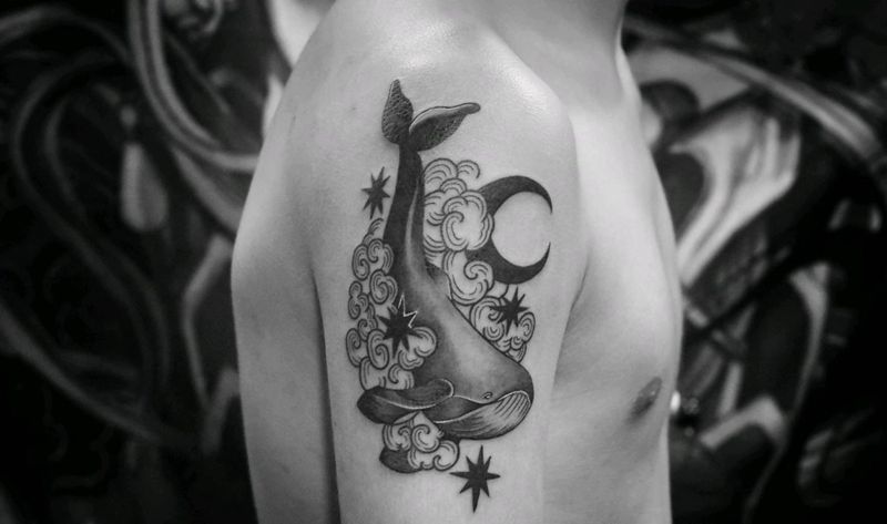 几何鲸鱼纹身图片_手臂手部几何纹身图案