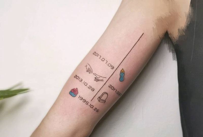 记录  时间轴纹身图片_手臂纹身图案