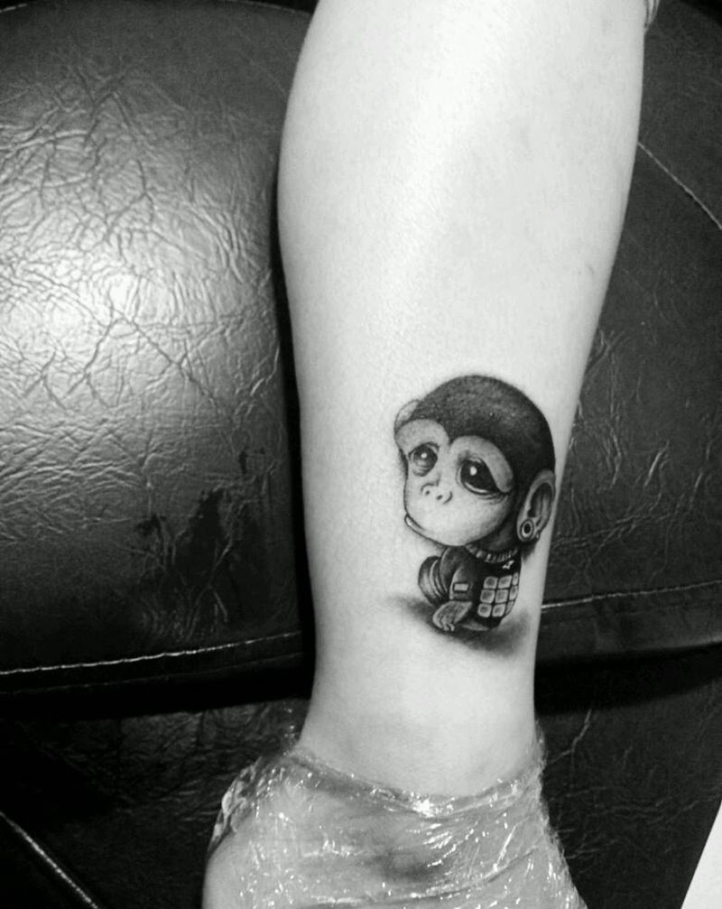 齐天大圣纹身图片_腿部清新写实动物鬼神成品纹身图案