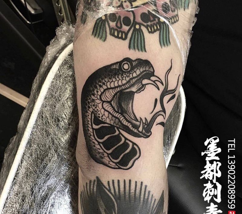 蛇头纹身图片_手臂手部Old SchoolNew School纹身图案