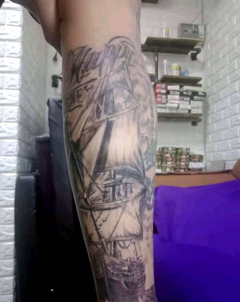 帆船纹身图片