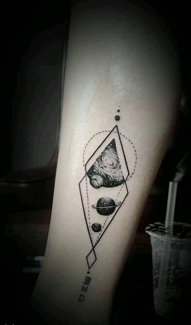 星空几何纹身图片