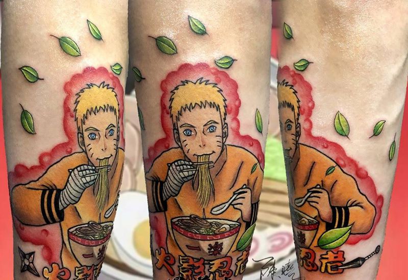 吃拉面的鸣人纹身图片