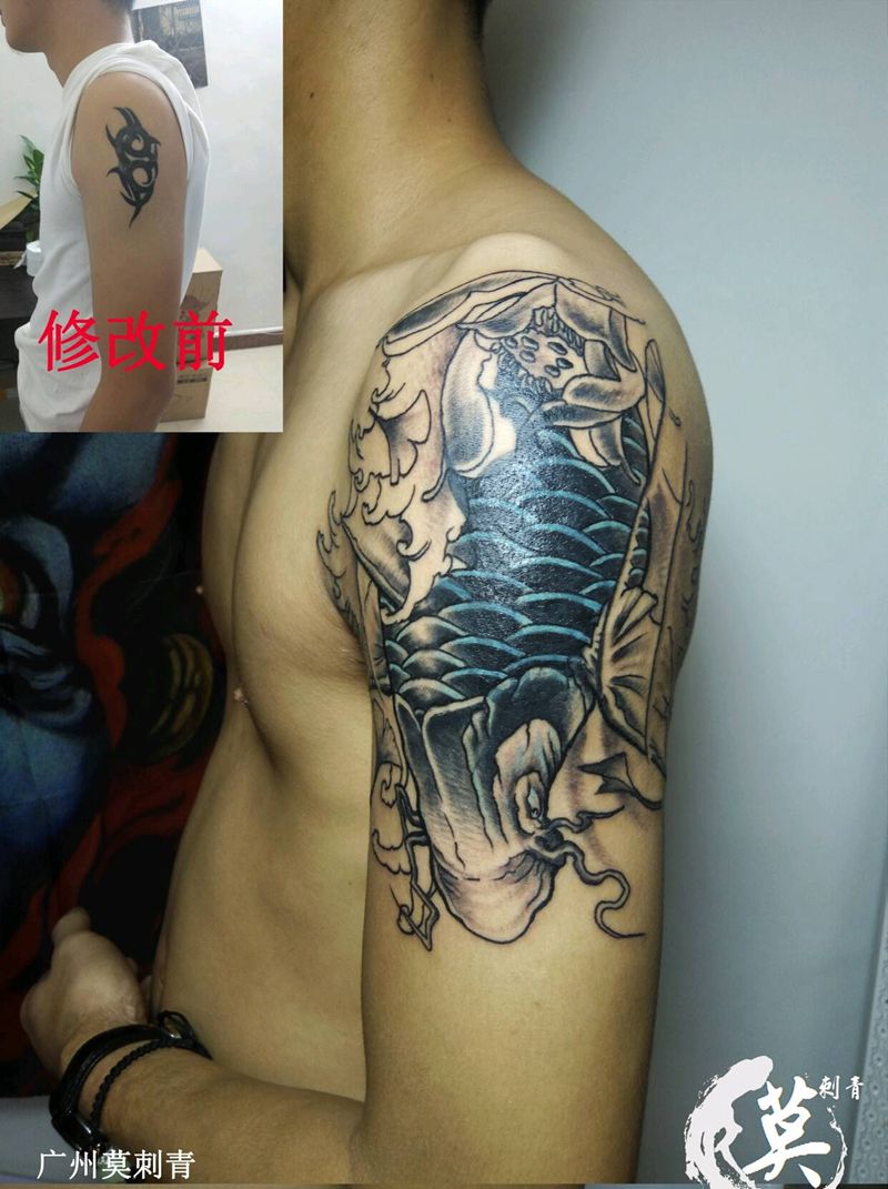 修改遮盖纹身图片_手臂欧美传统习俗清新写实国画成品手稿插画纹身图案