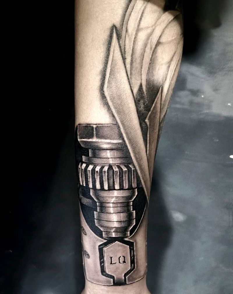 原创手绘机械臂 半成品纹身图片_手臂手部欧美写实机械纹身图案