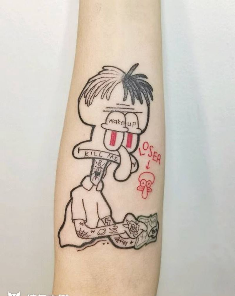 章鱼哥✖️XXX  原创纹身图片_手臂章鱼哥XXX纹身图案