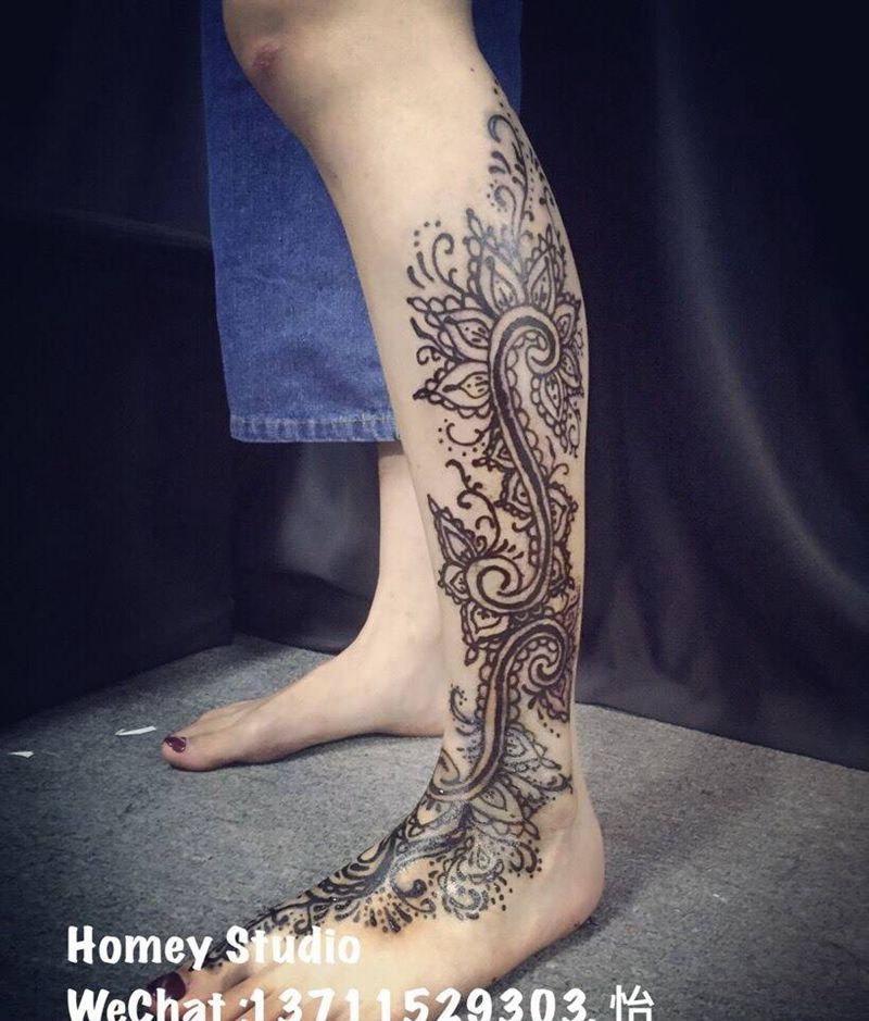 海娜手绘纹身图片