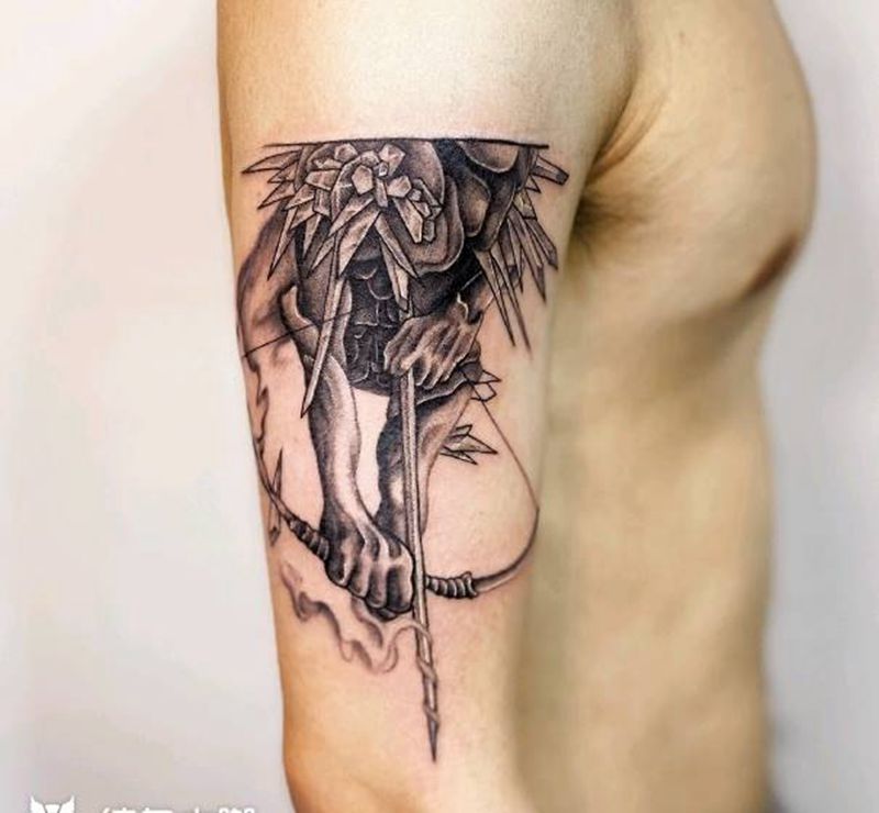 林肯公园  封面纹身图片_手臂欧美写实林肯公园纹身图案