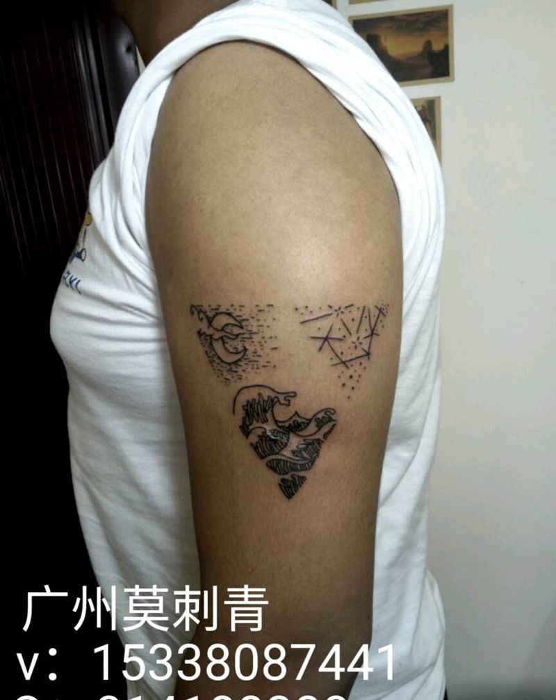 小清新纹身图片_臀部手臂手部传统习俗清新国画成品手稿插画纹身图案