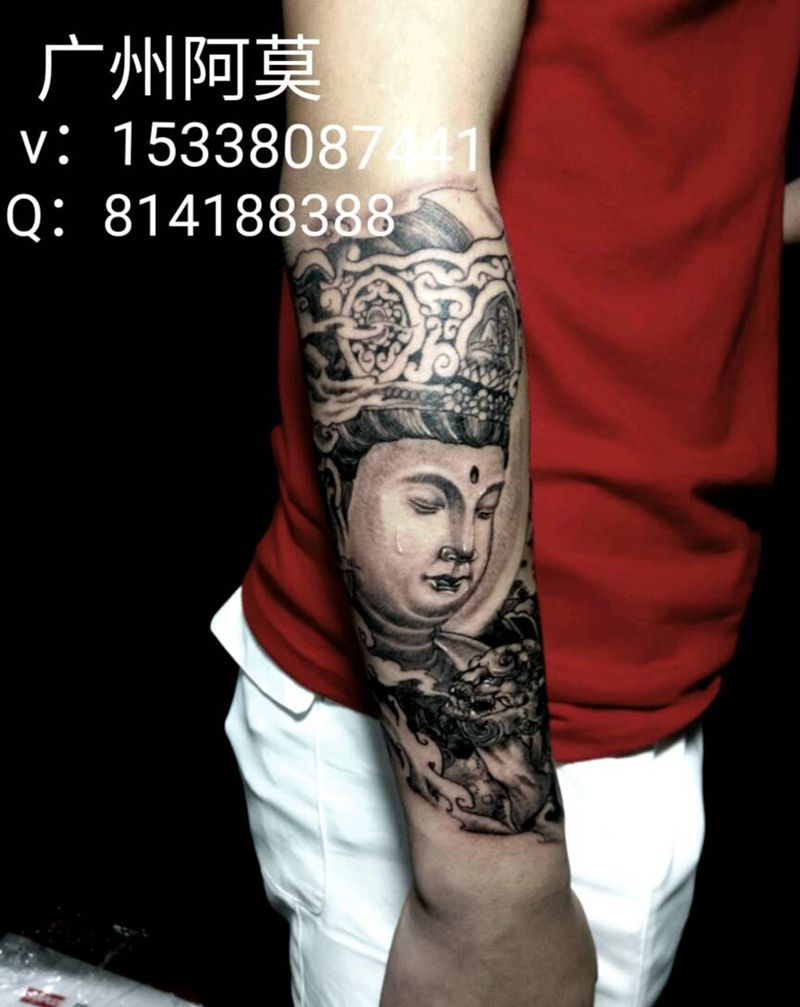 菩萨纹身图片_手臂手部欧美传统习俗肖像写实成品手稿插画纹身图案