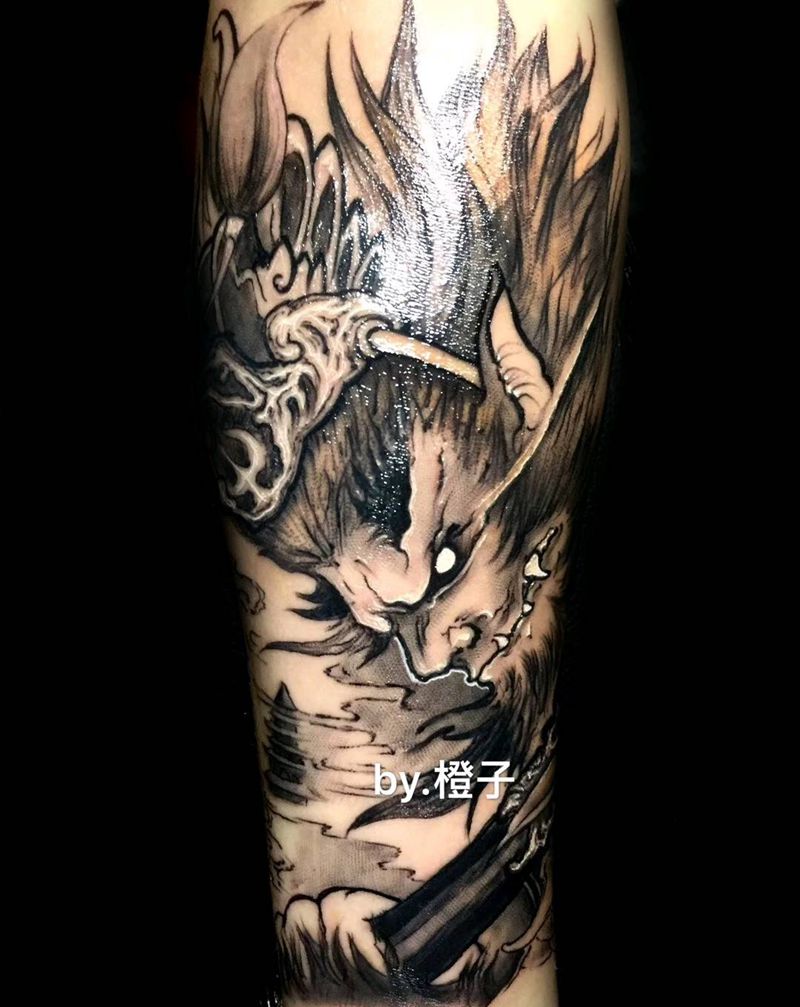 齐天大圣纹身图片_新传统纹身图案