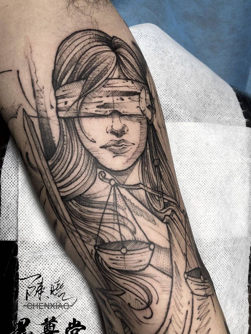 司法女神纹身图片_手臂手部纹身图案