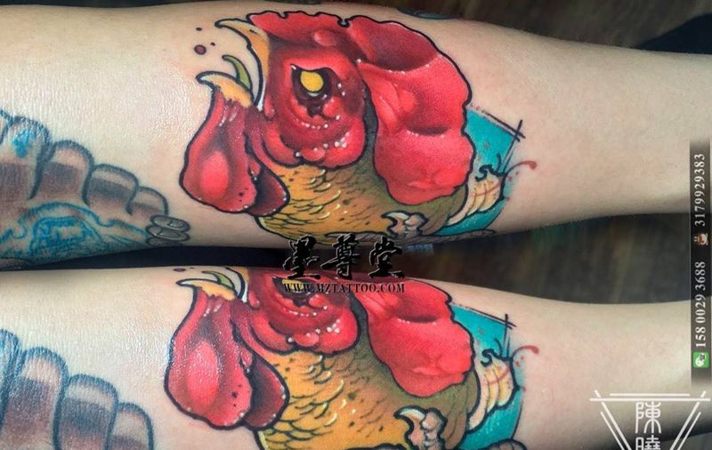 大公鸡纹身图片