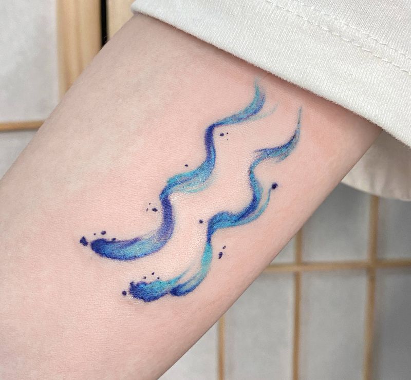 水彩  星座纹身图片_手臂水彩小清新星座纹身图案