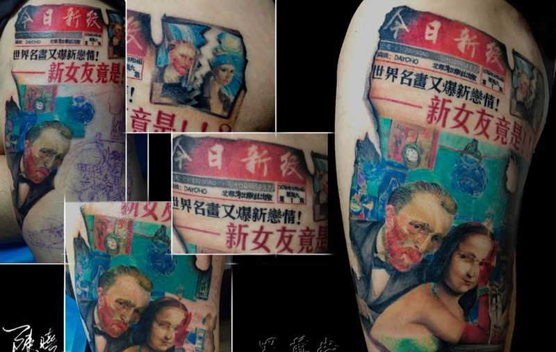 报纸纹身图片_成品纹身图案