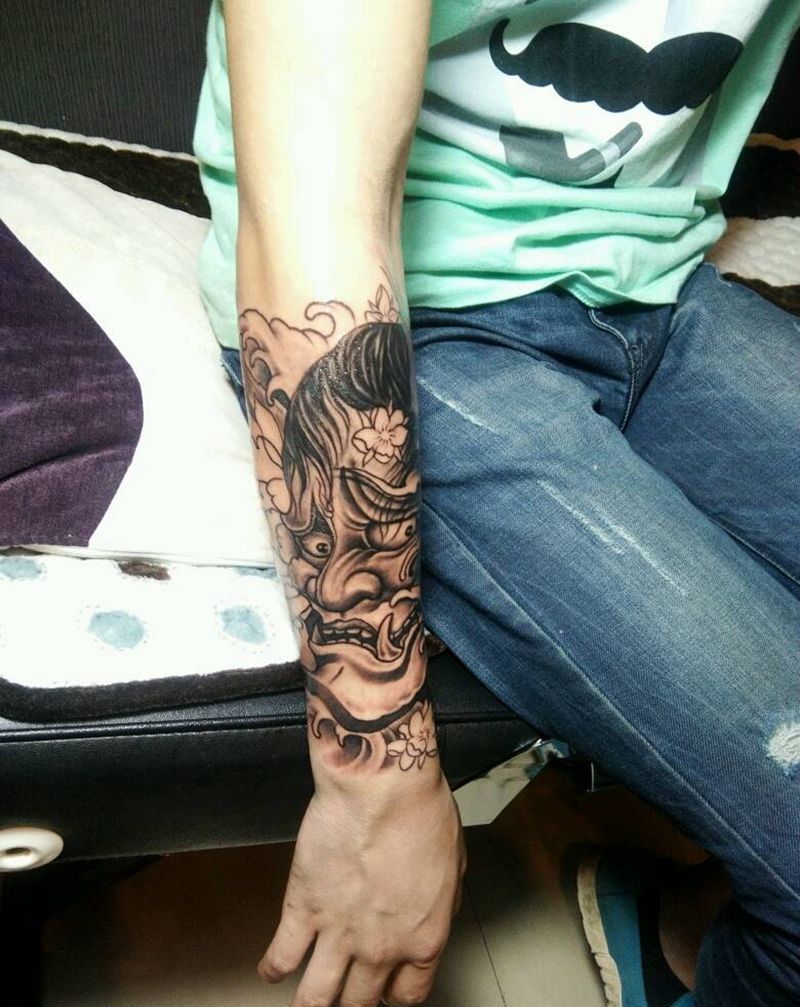 般诺纹身图片_手臂传统鬼神原创成品纹身图案