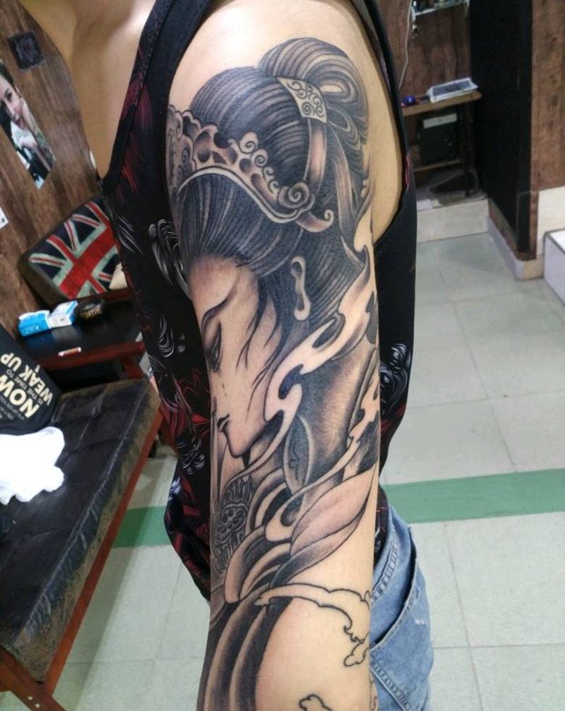 花臂半成品纹身图片