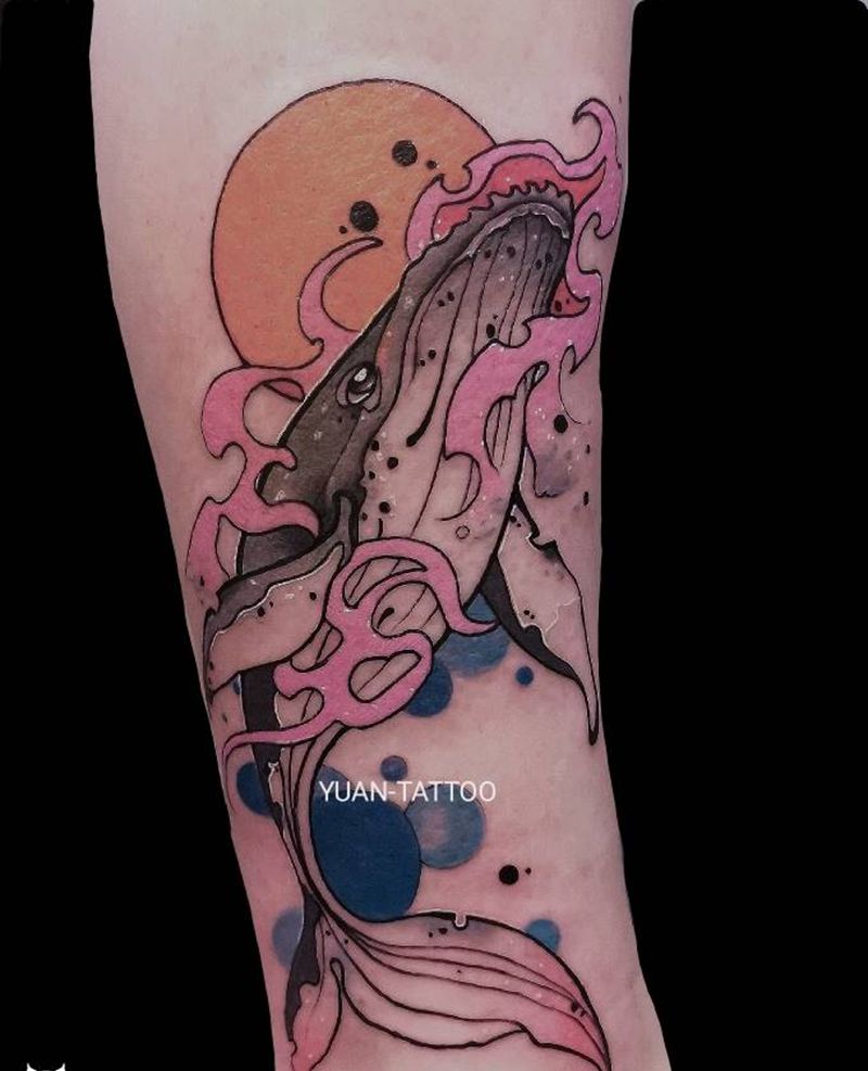 鲸鱼纹身图片_手臂腿部New School纹身图案