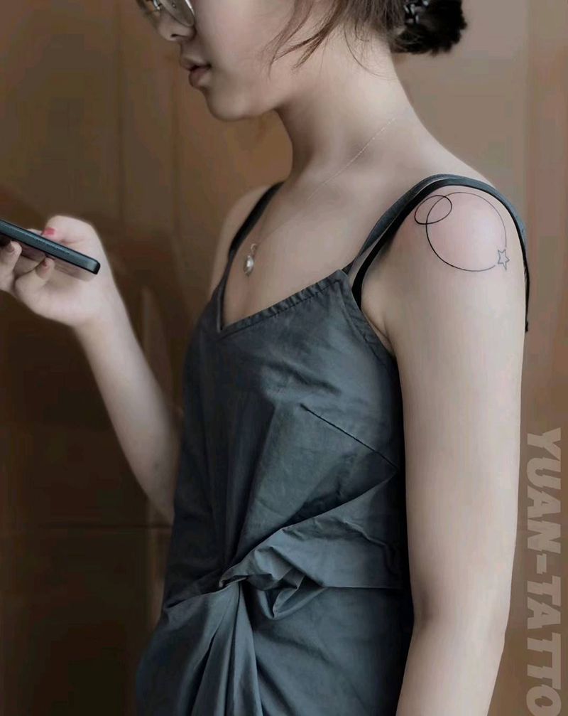 线条星系纹身图片_手臂几何纹身图案