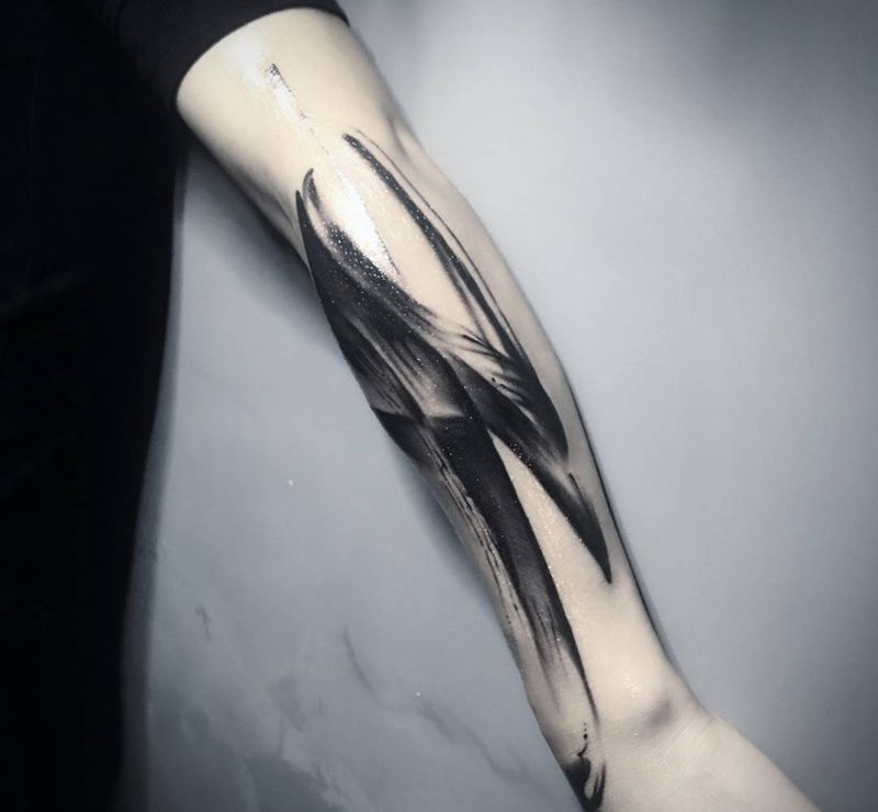 水墨纹身图片_水墨成品手臂纹身图案