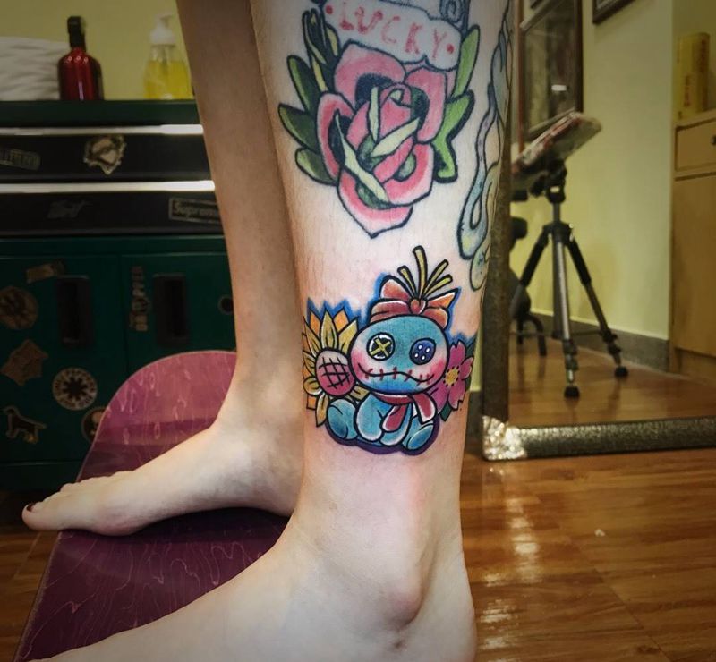 小图纹身图片_脚部水彩纹身图案