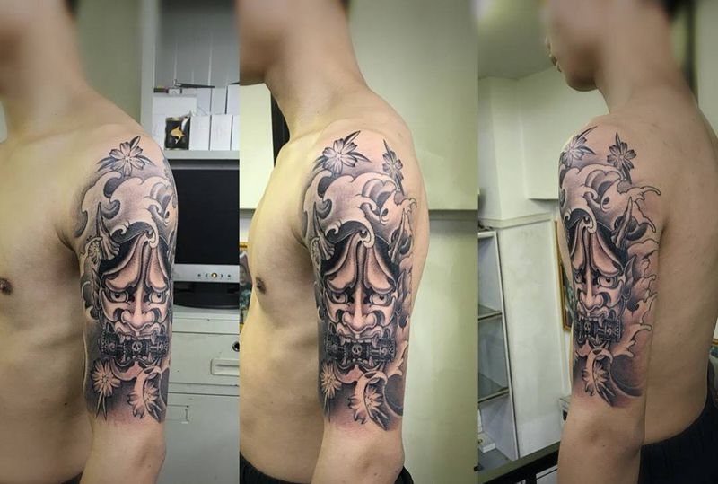 般若纹身图片_手臂新传统般若纹身图案