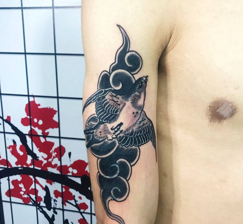 遮盖作品纹身图片_手臂老传统纹身图案