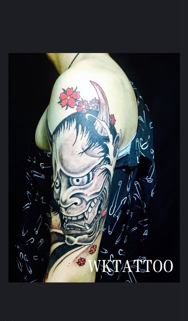 般若纹身图片_鬼神传统手臂成品纹身图案