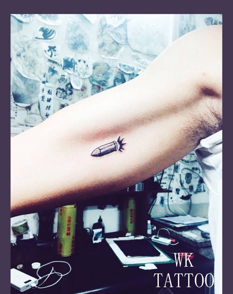 子弹头纹身图片_清新手臂成品原创纹身图案