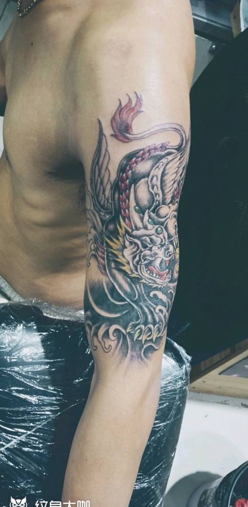 招财貔貅纹身图片_手臂新传统纹身图案