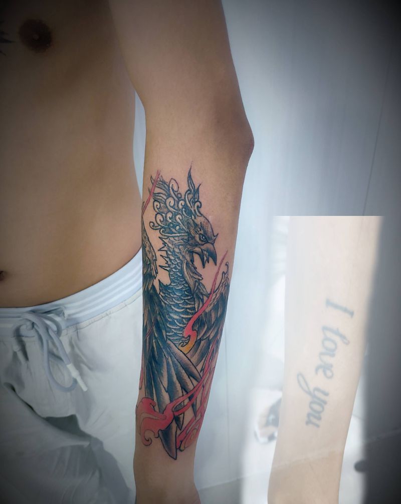 小臂遮盖纹身图片_新传统老传统纹身图案