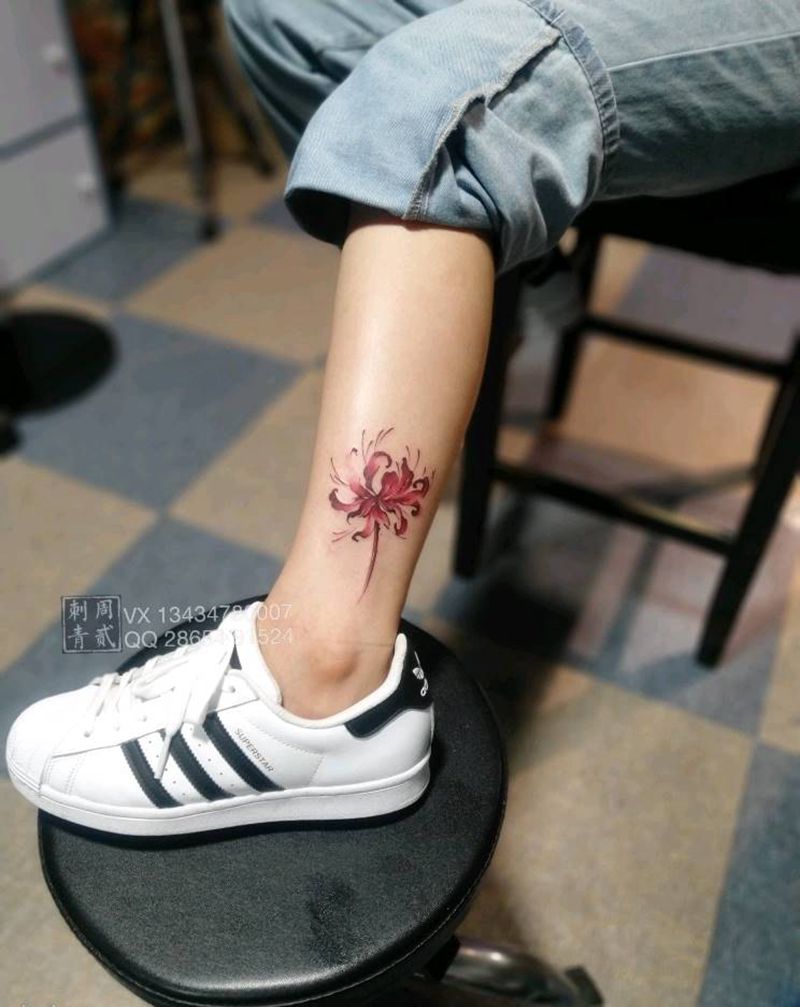 彼岸花纹身图片_腿部纹身图案
