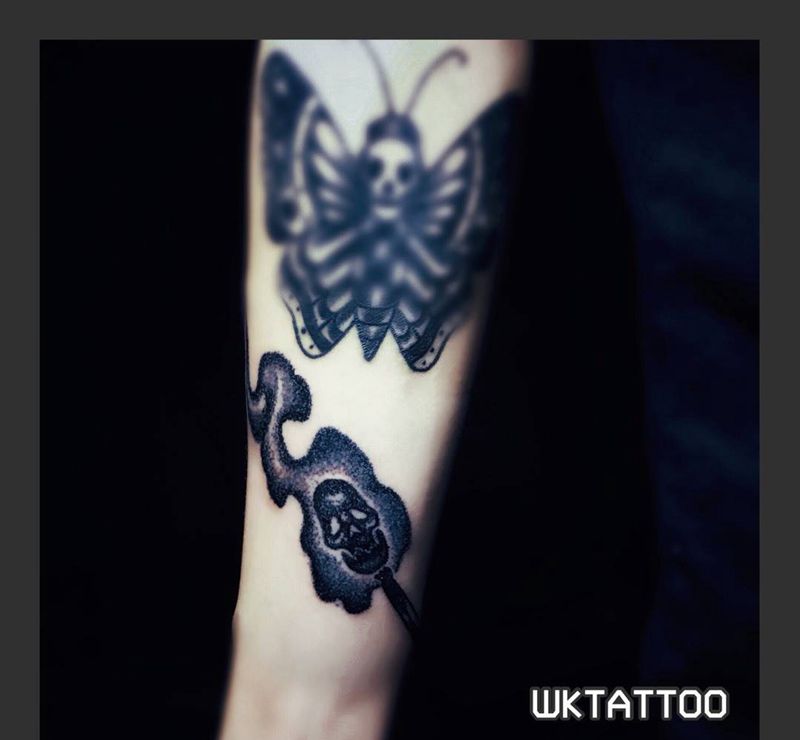 点刺火柴纹身图片_静物欧美手臂成品纹身图案