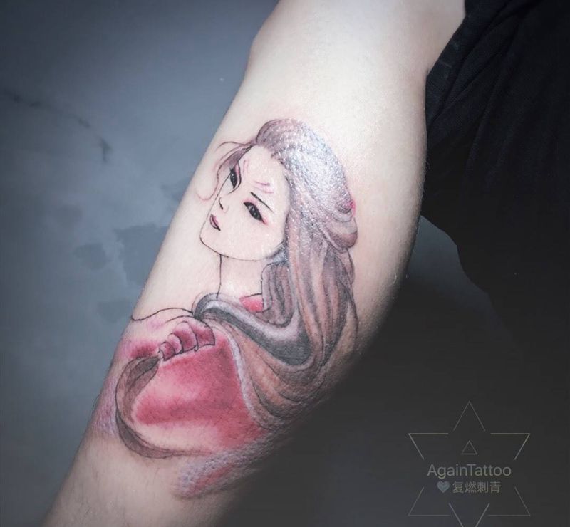 美人儿纹身图片_成品腿部人物纹身图案