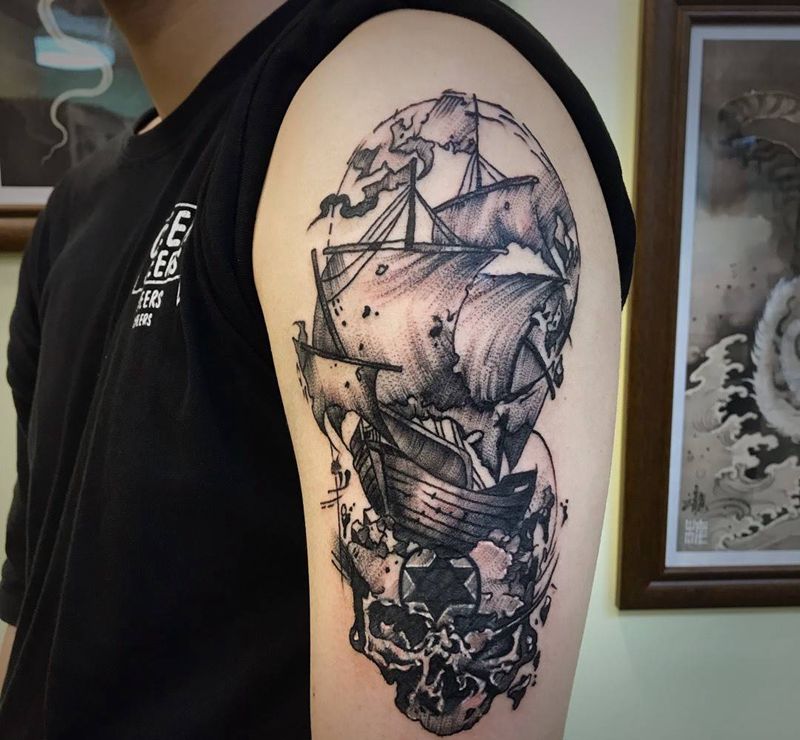 遮盖旧纹身纹身图片_手臂点刺纹身图案