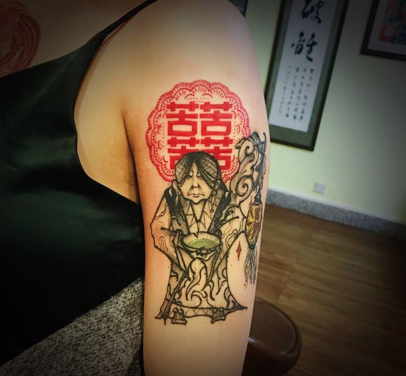 加背景纹身图片_手臂点刺新传统纹身图案