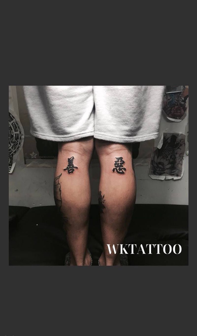 善悪纹身图片_原创字符传统脚部成品纹身图案
