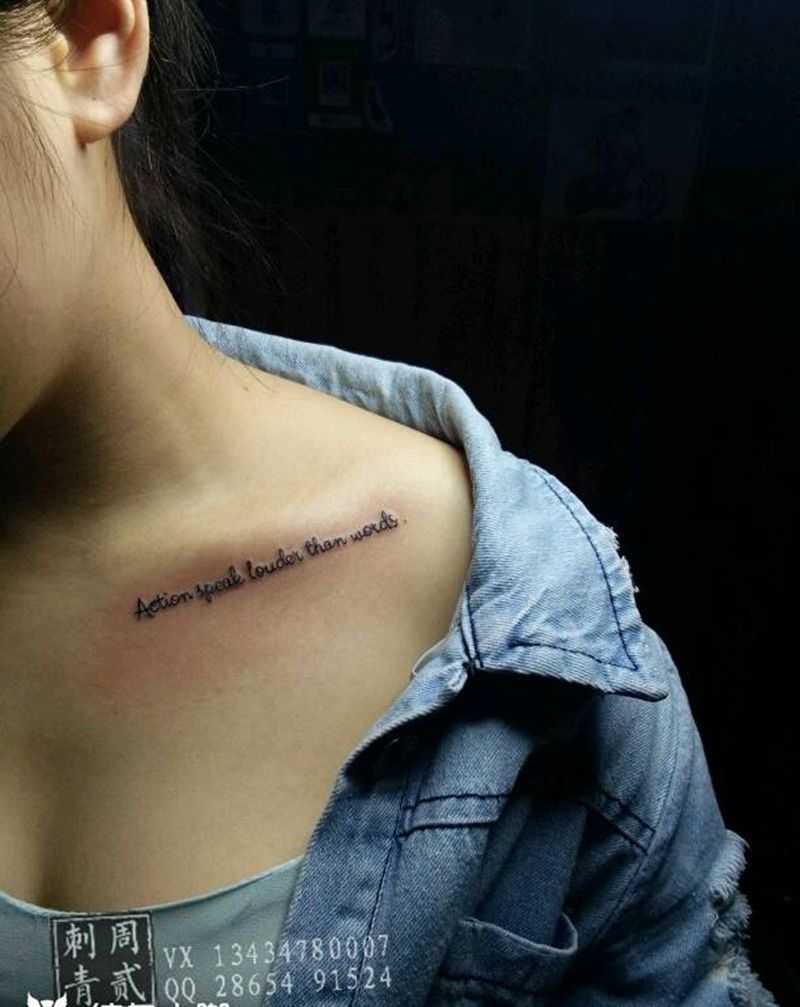 锁骨英文纹身图片