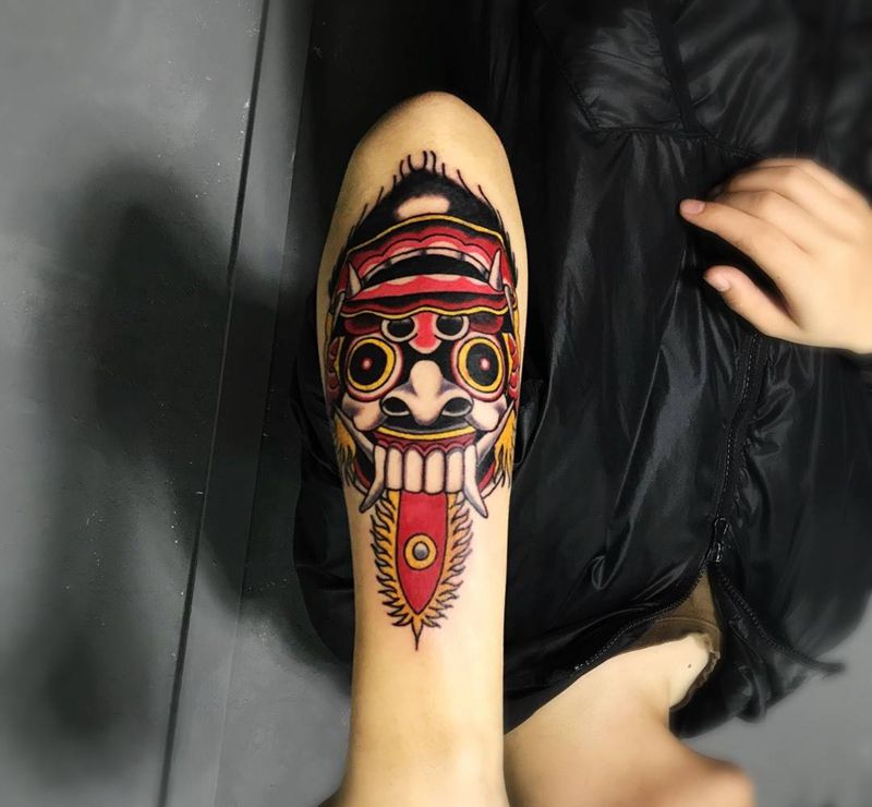 魔怪纹身图片_人物欧美手臂成品鬼神图腾宗教纹身图案