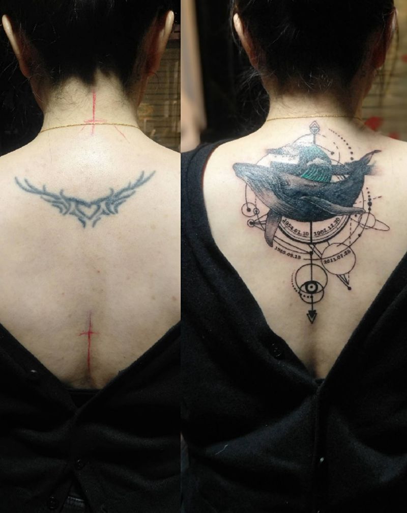 遮盖旧纹身纹身图片_背部纹身图案