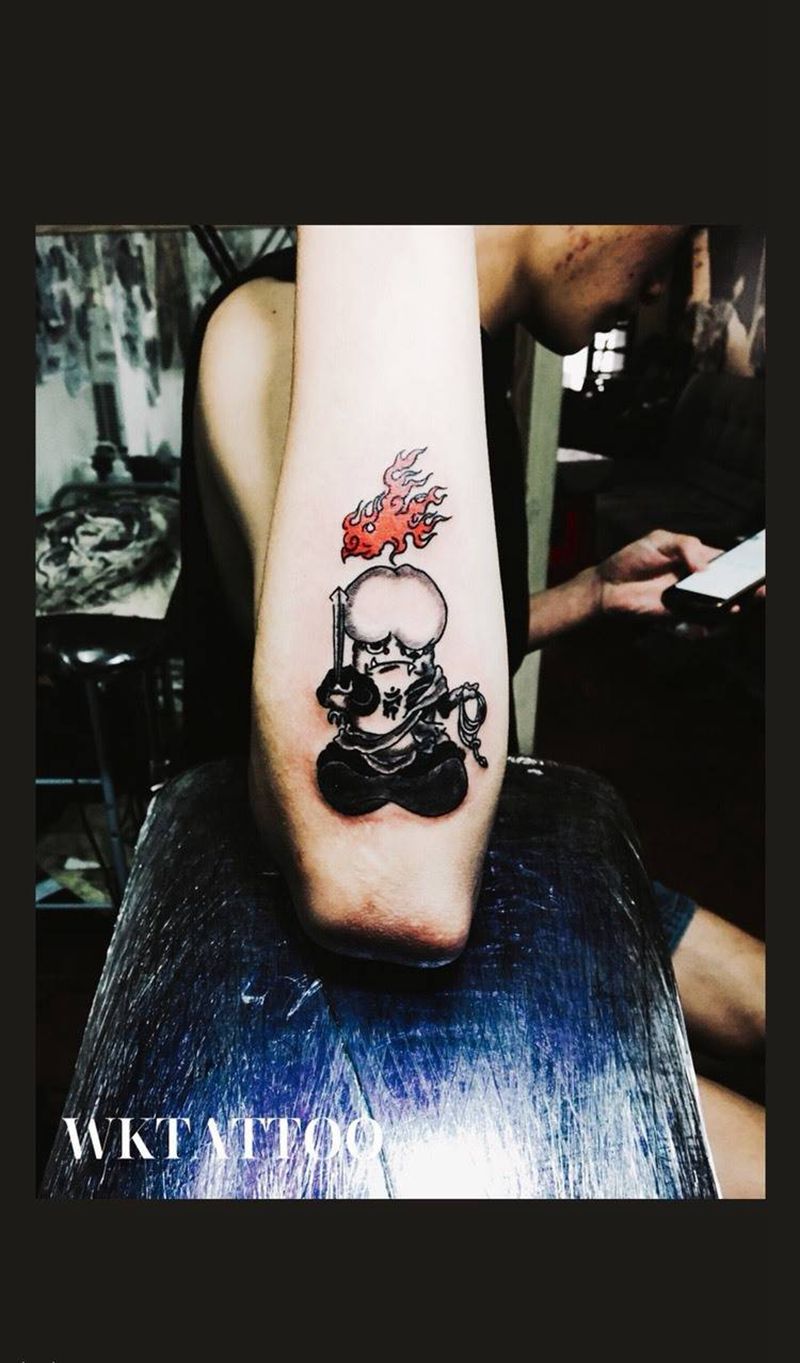 不动明王纹身图片_成品手臂传统鬼神原创纹身图案