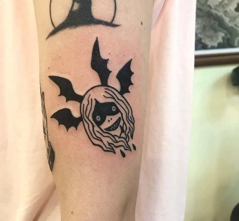 恶魔女孩纹身图片_手臂Old School纹身图案