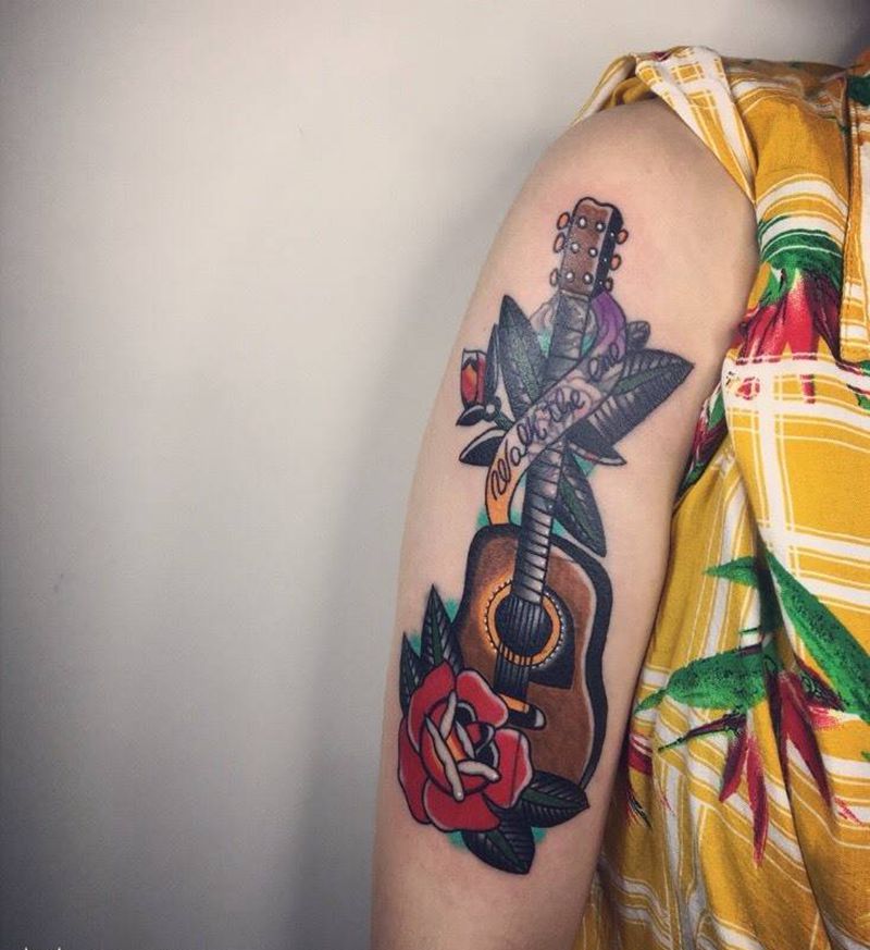 old school吉他纹身图片