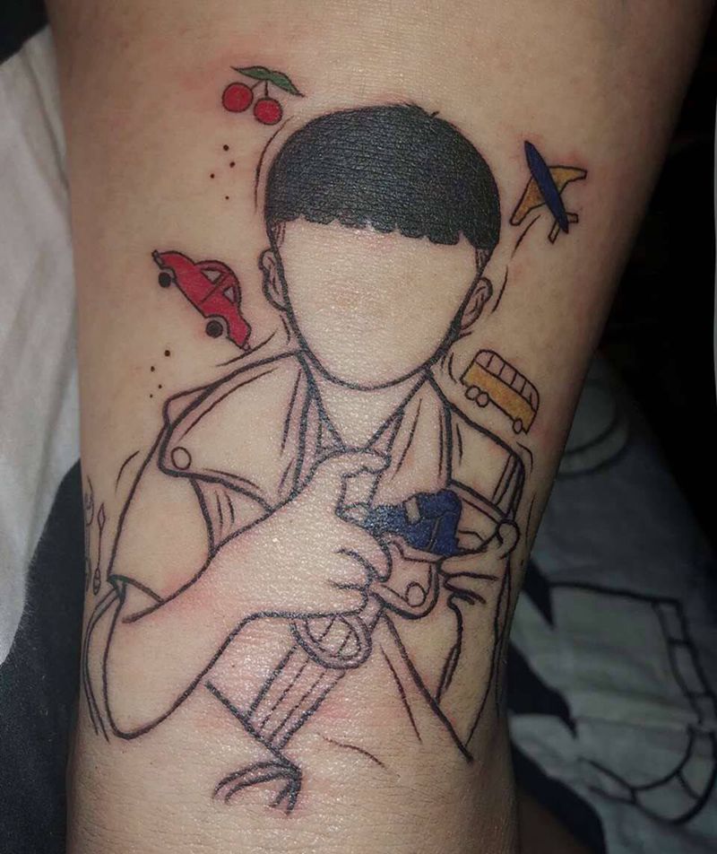 简约原创纹身图片_脚部腿部几何Old School纹身图案