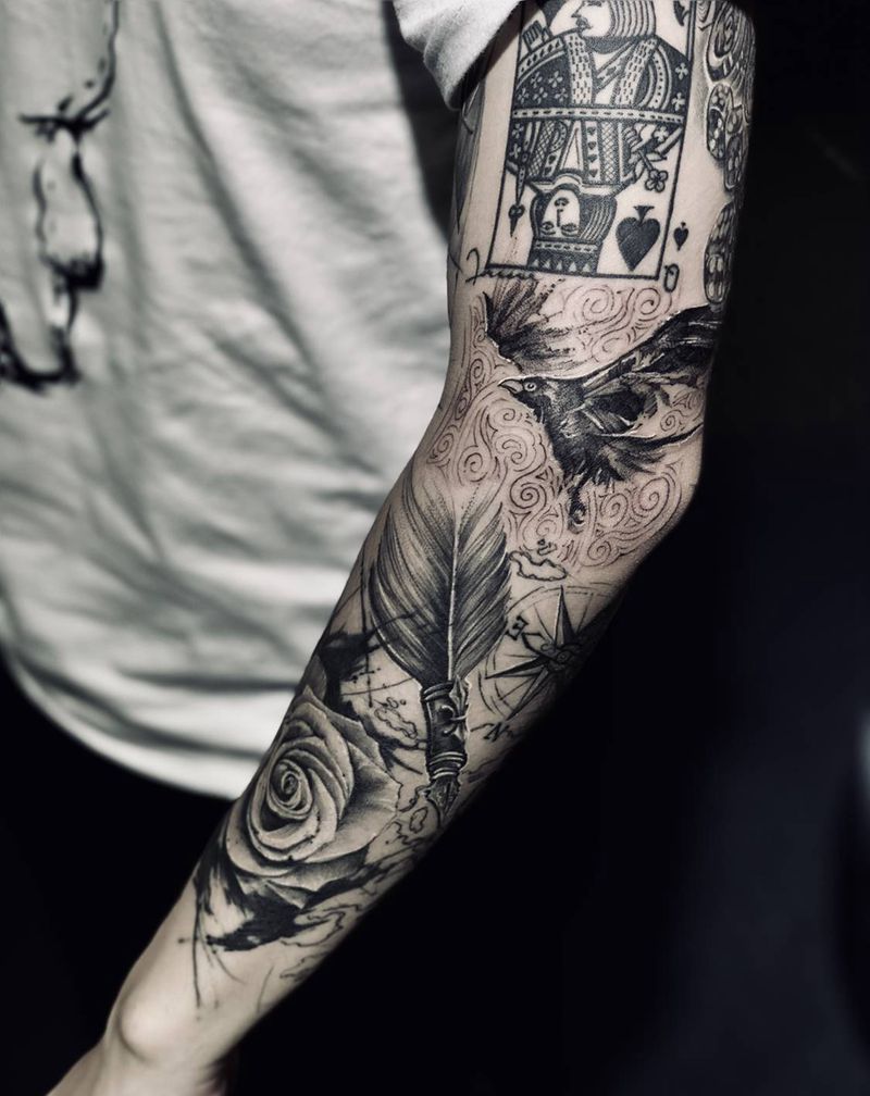 添加纹身图片_手臂几何纹身图案