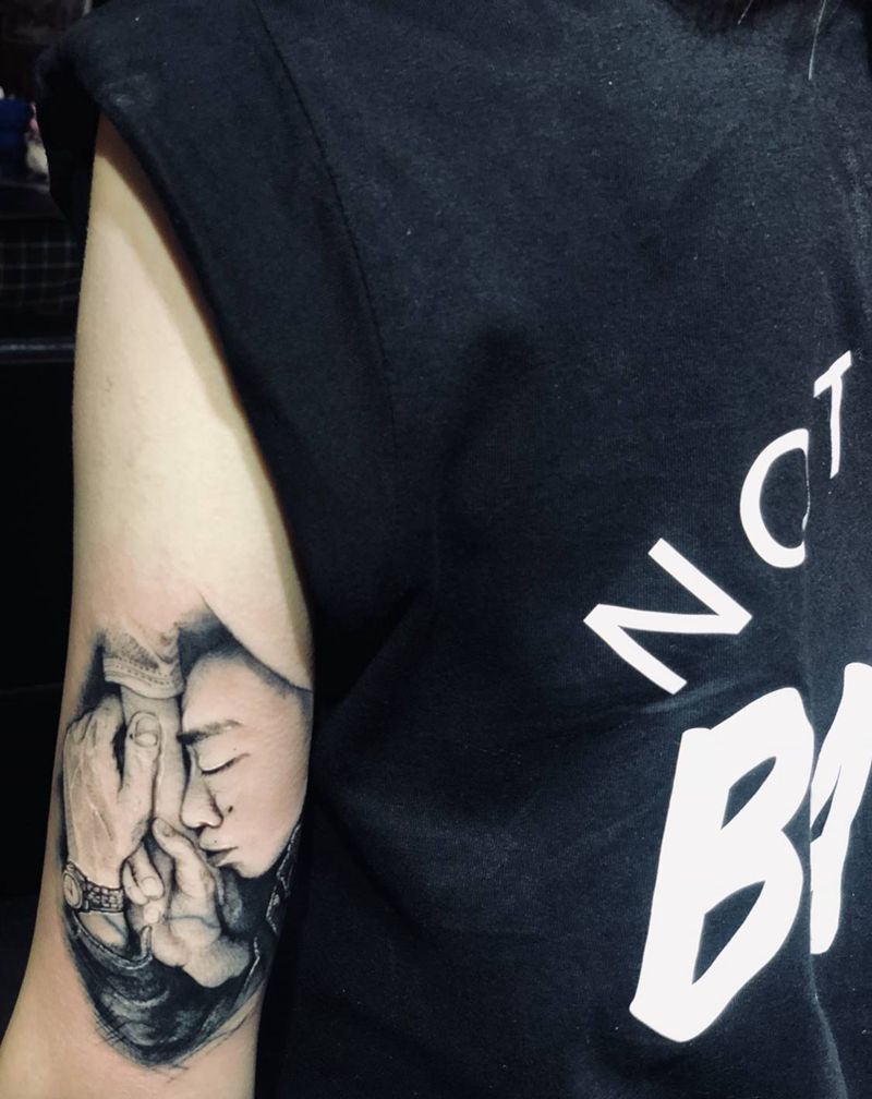 旧图覆盖纹身图片_手臂几何点刺纹身图案