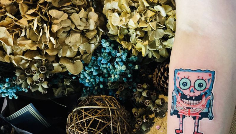 临摹作品纹身图片_水彩几何纹身图案