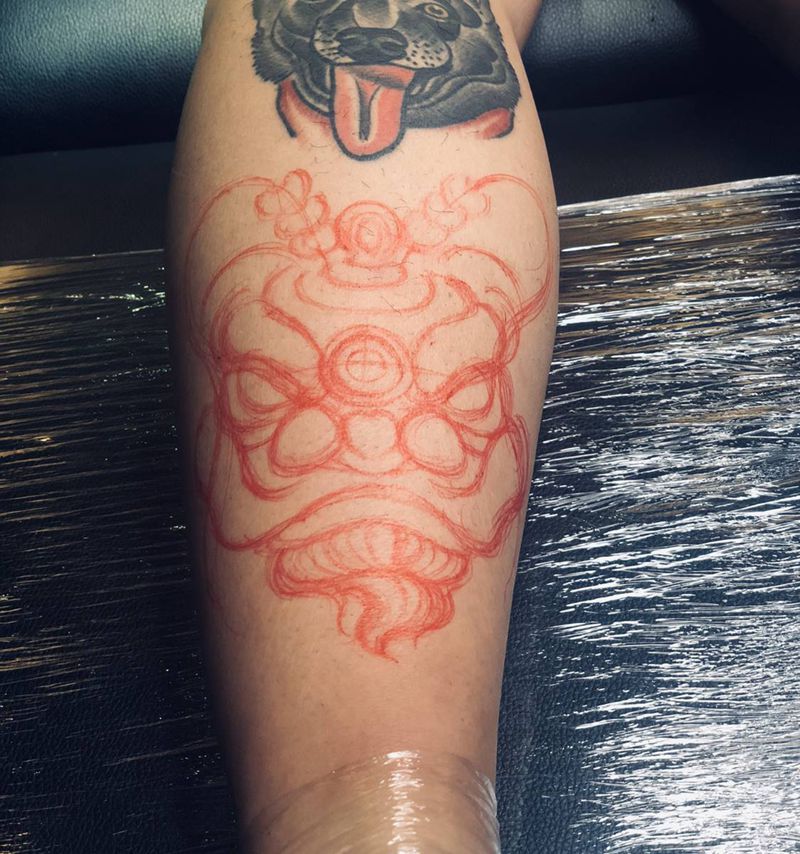 原创醒狮纹身图片_脚部New School新传统中国风纹身图案