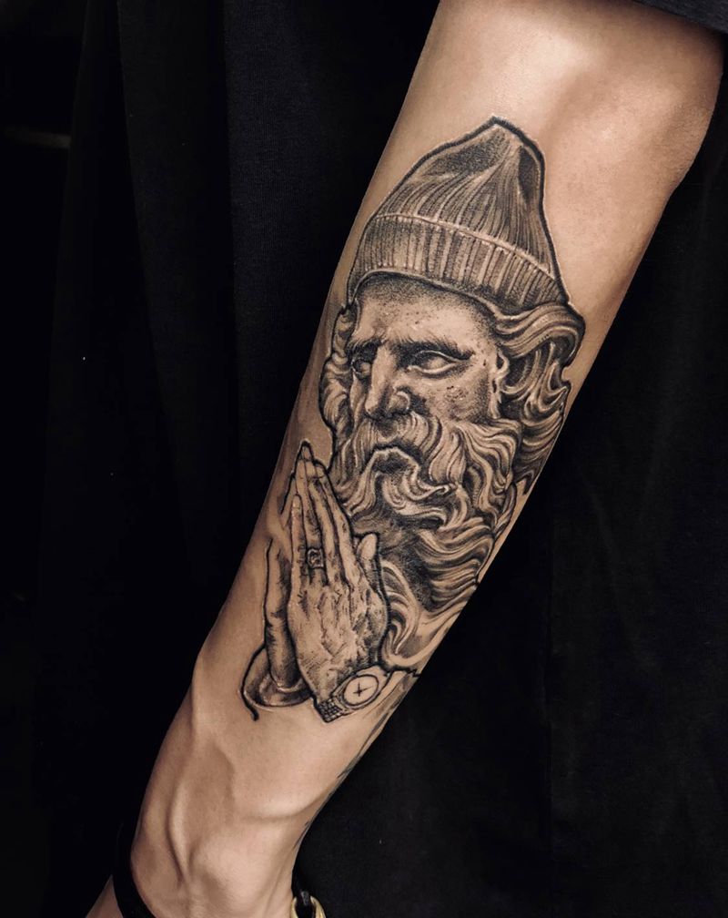 恢复后效果纹身图片_手臂欧美写实点刺纹身图案